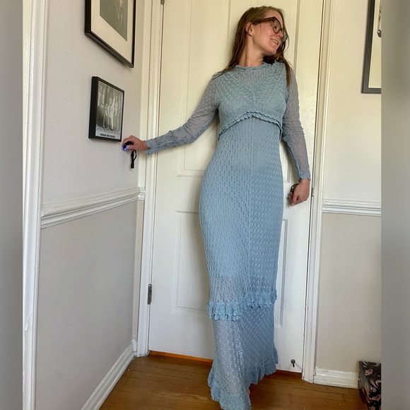 Alexachung Dresses & Skirts - 70s Inspired AlexaChung Ruffle Stretch Lace Dress